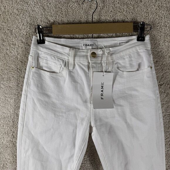Frame Denim White Jeans NWT Size 26 Le Skinny De Jeanne Blanc White Step Hem - Picture 3 of 14